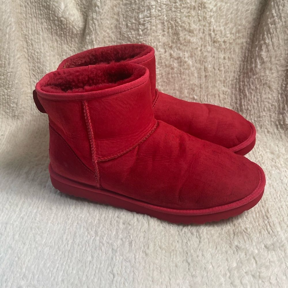 UGG Classic Mini Red suede, Fur lining slip on boots Men SZ13